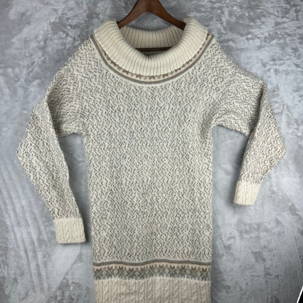 El Gato Verde Alpaca Blend Cowl Neck Knit Sweater Patterned Winter‎
